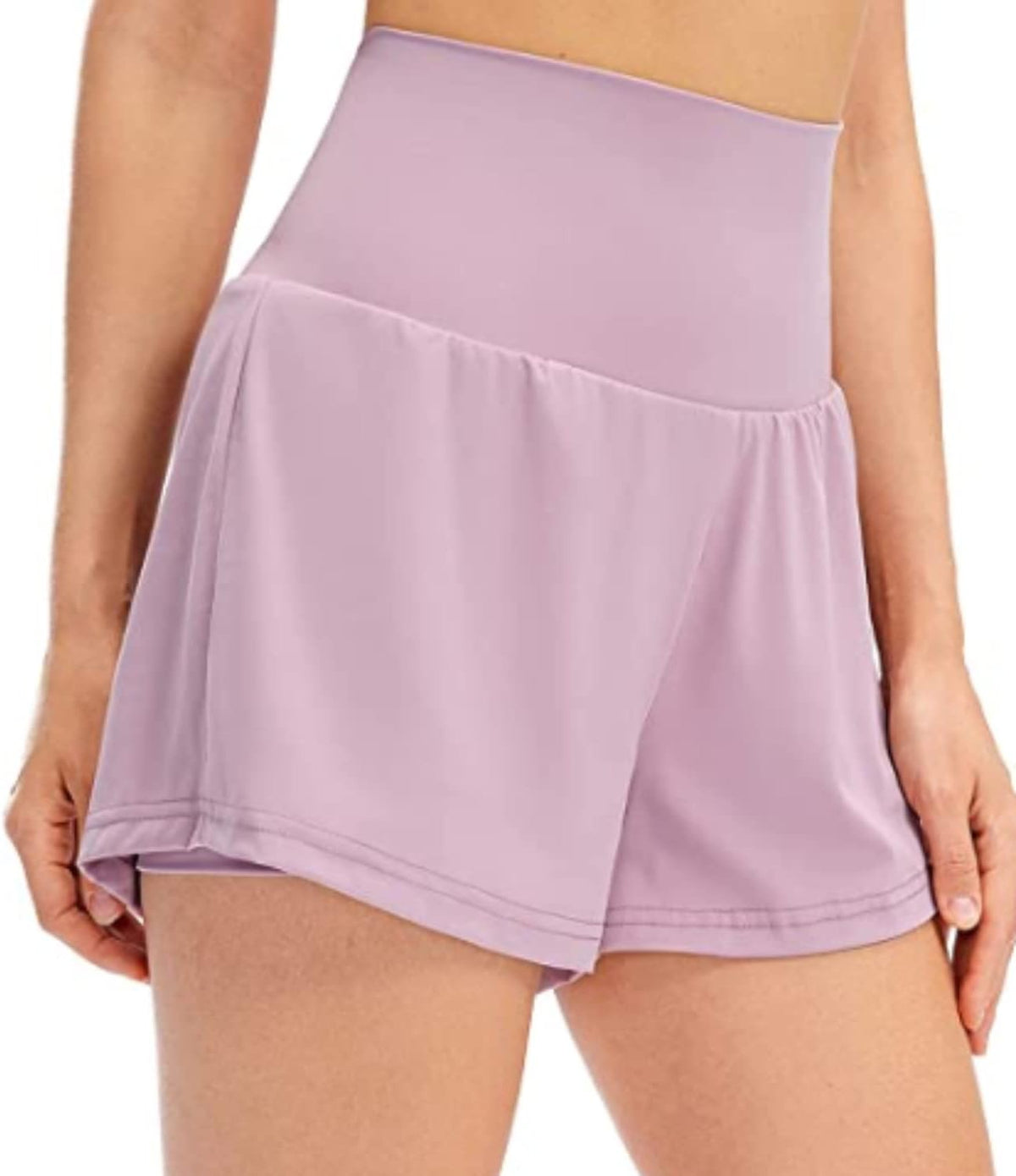 Pink Women'S 2 in 1 Running Shorts, High Waisted Spandex Yoga Shorts, Cool Dry Workout Gym Short Liner with Pocket
