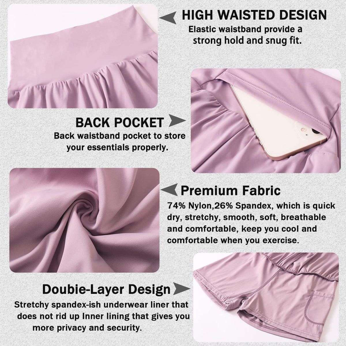 Pink Women'S 2 in 1 Running Shorts, High Waisted Spandex Yoga Shorts, Cool Dry Workout Gym Short Liner with Pocket
